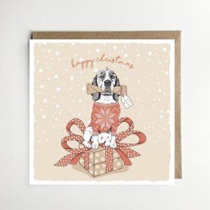 Dotty Dog Art Dog & Bone Xmas Card