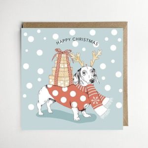 Dotty Dog Art Sausage Dog Xmas Card