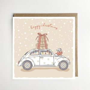 Dotty Dog Art VW Beetle Xmas Card