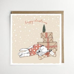 Dotty Dog Art Sleeping Dog Xmas Card