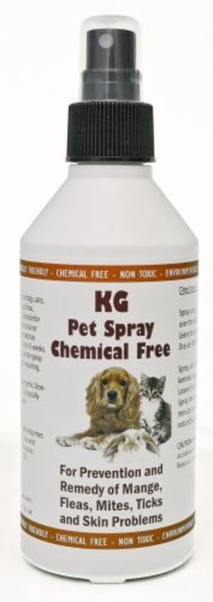 KG Pet Spray, Non chemical deterrent, fleas and ticks. Natural Enzymes, Greens for Healthy Pets